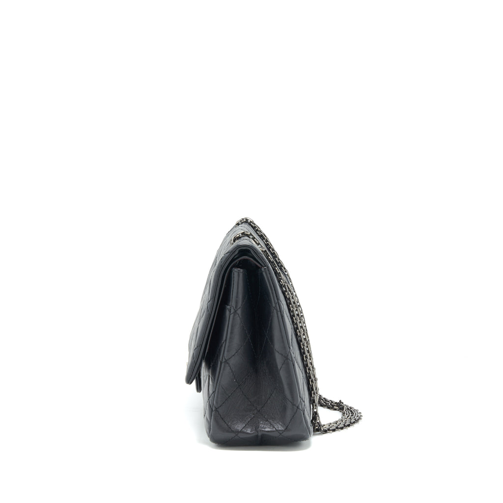 CHANEL 2.55 227 REISSUE CALFSKIN BLACK RUTHENIUM HARDWARE