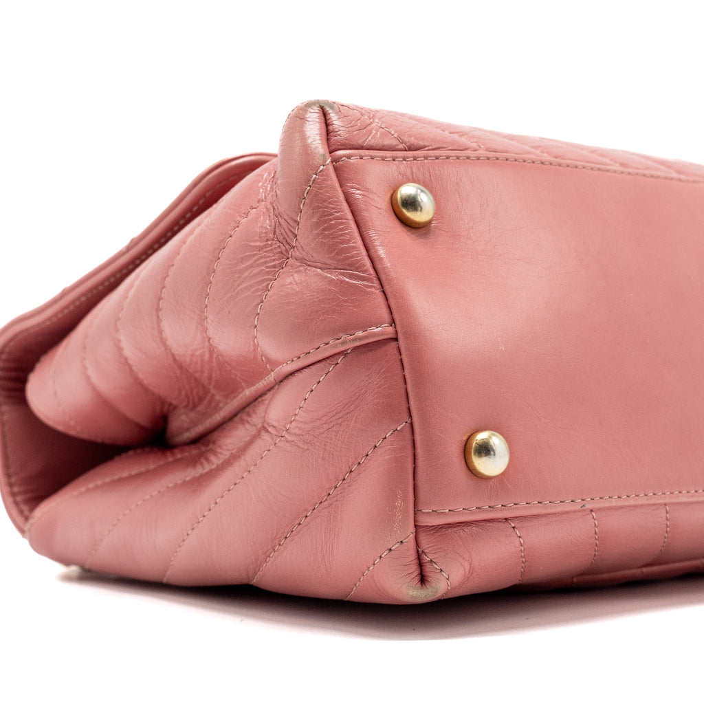 CHANEL MEDIUM COCO HANDLE CALFSKIN / LIZARD HANDLE PINK GHW