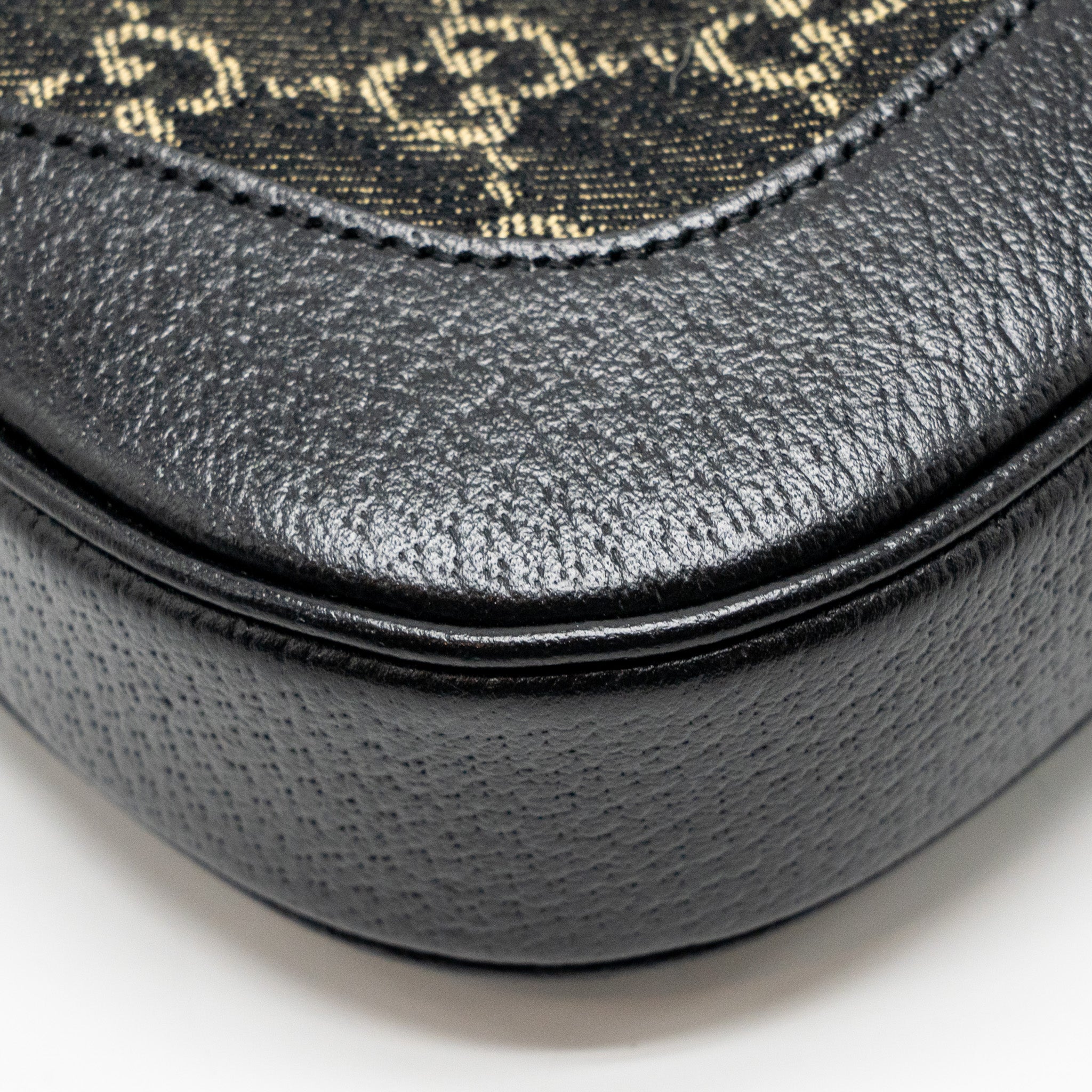GUCCI JACKIE 1961 SMALL SHOULDER BAG DENIM/LEATHER BLACK GHW