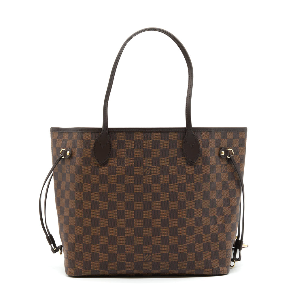 LOUIS VUITTON NEVERFULL MM DAMIER EBENE CANVAS / ROSE BALLERINE