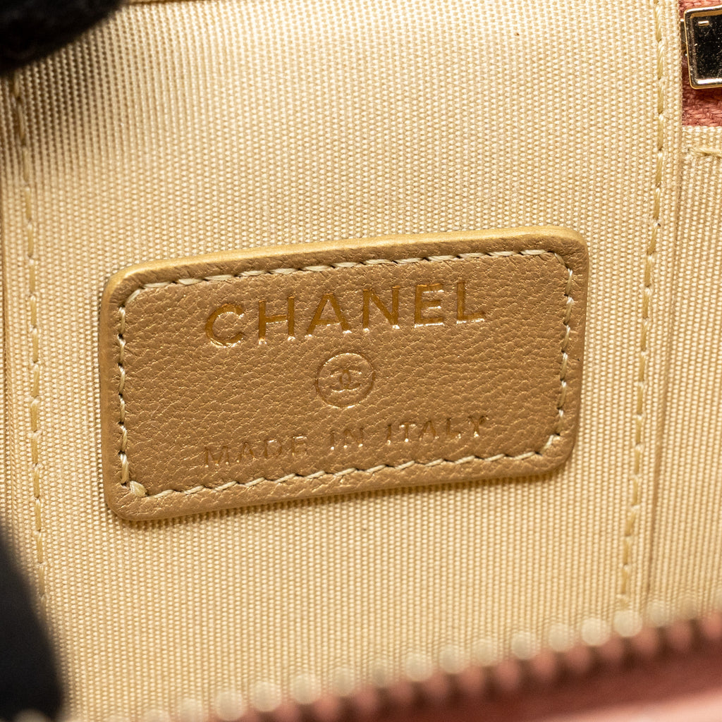CHANEL PEARL CRUSH MINI VANITY WITH CHAIN LAMBSKIN PINK GHW