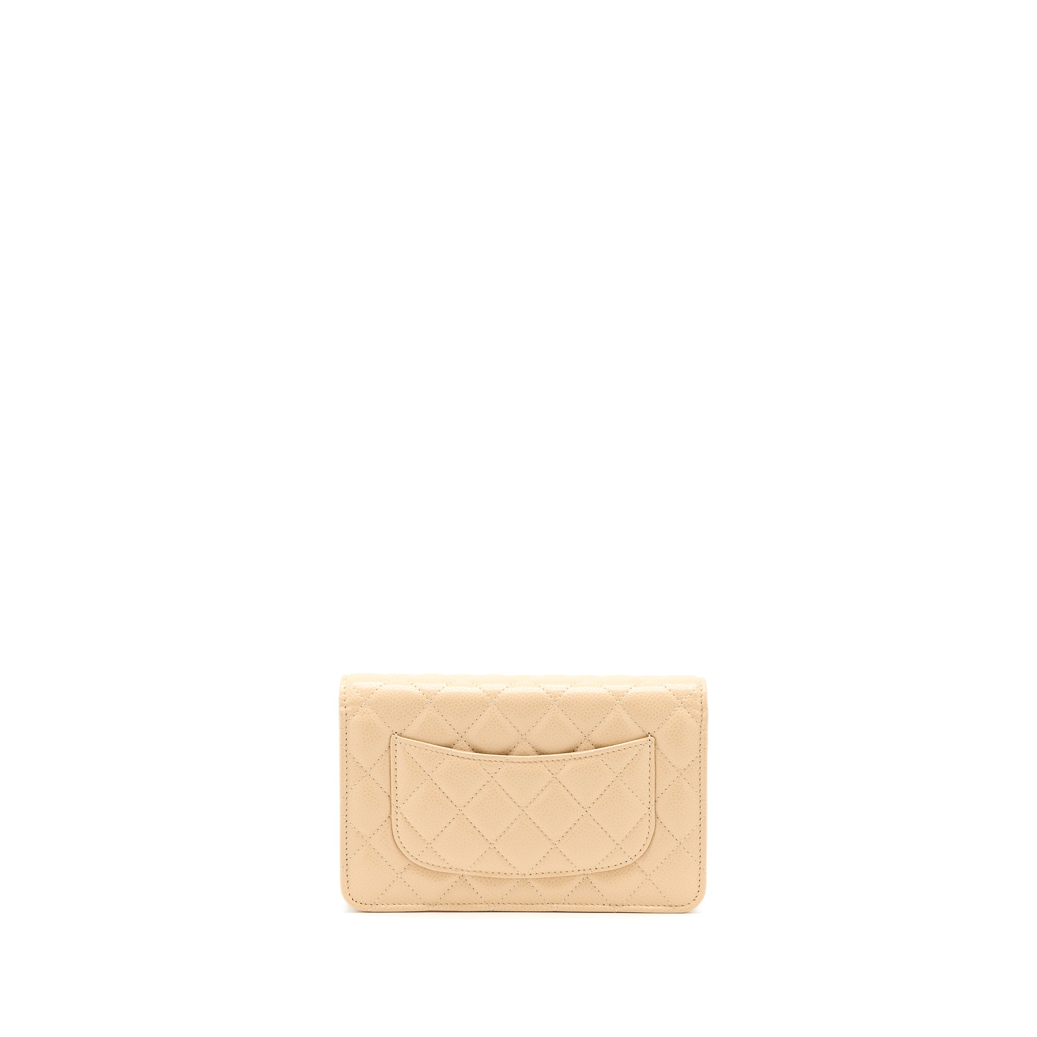 CHANEL CLASSIC WALLET ON CHAIN CAVIAR BEIGE GHW (MICROCHIP)