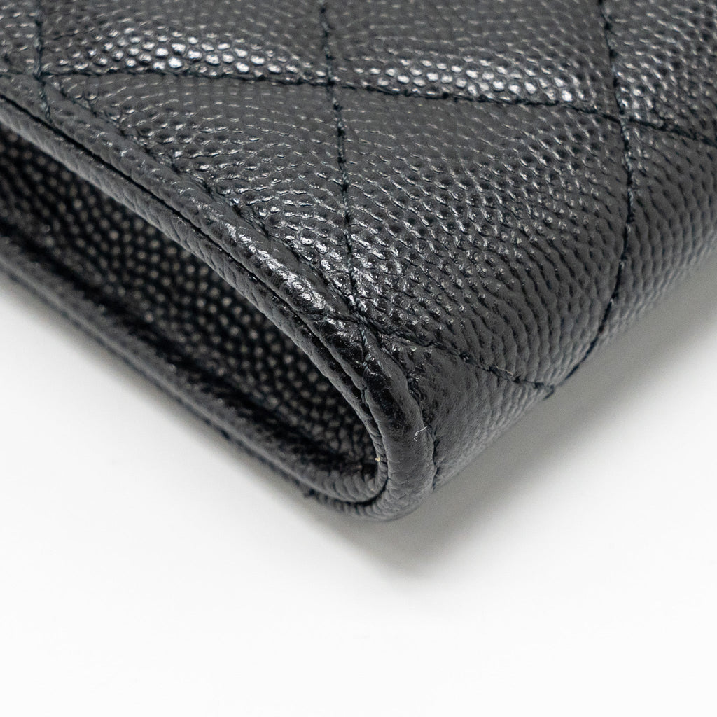 CHANEL CLASSIC PHONE CLUTCH WITH POUCH ON CHAIN CAVIAR BLACK LGHW