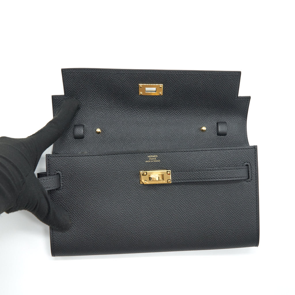 HERMES CLASSIC KELLY TO GO EPSOM BLACK GHW