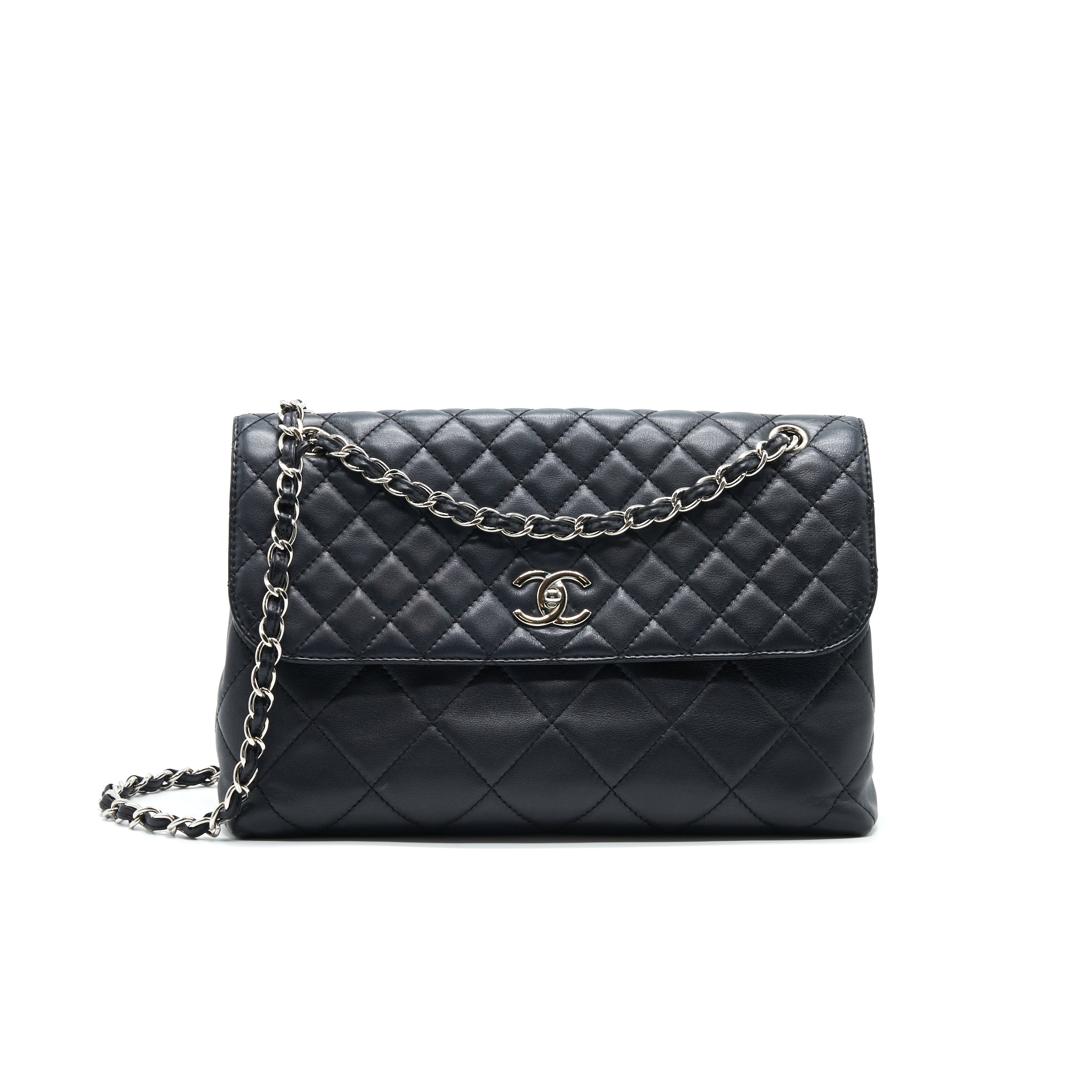 CHANEL FLAP BAG WITH CHAIN LARGE BLACK SHW