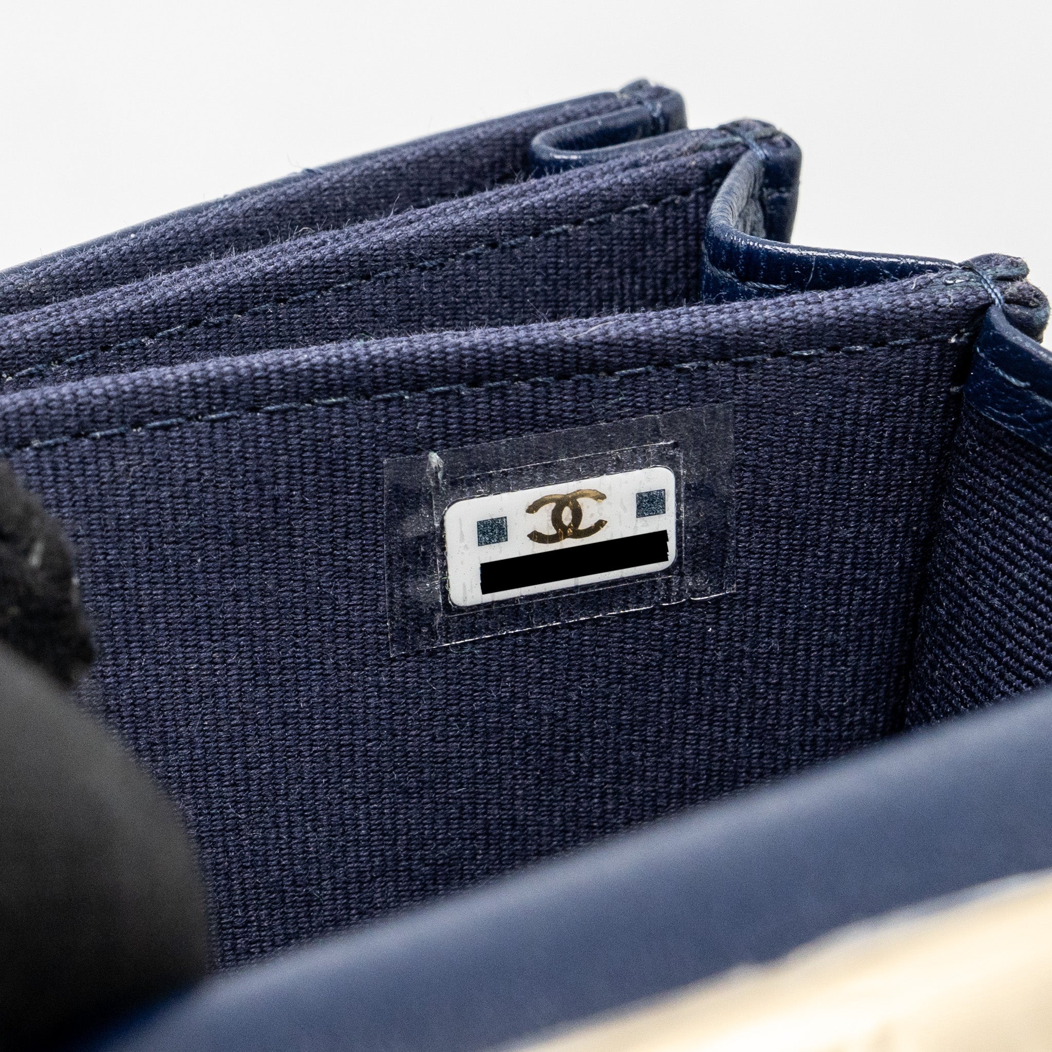 CHANEL TOP HANDLE MINI FLAP CLUTCH LAMBSKIN NAVY LGHW (MICROCHIP)