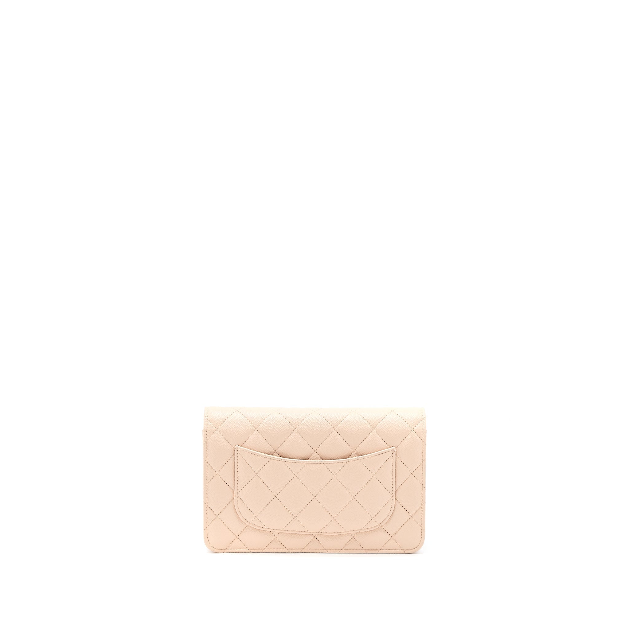 CHANEL CLASSIC WALLET ON CHAIN CAVIAR LIGHT PINK LGHW (MICROCHIP)