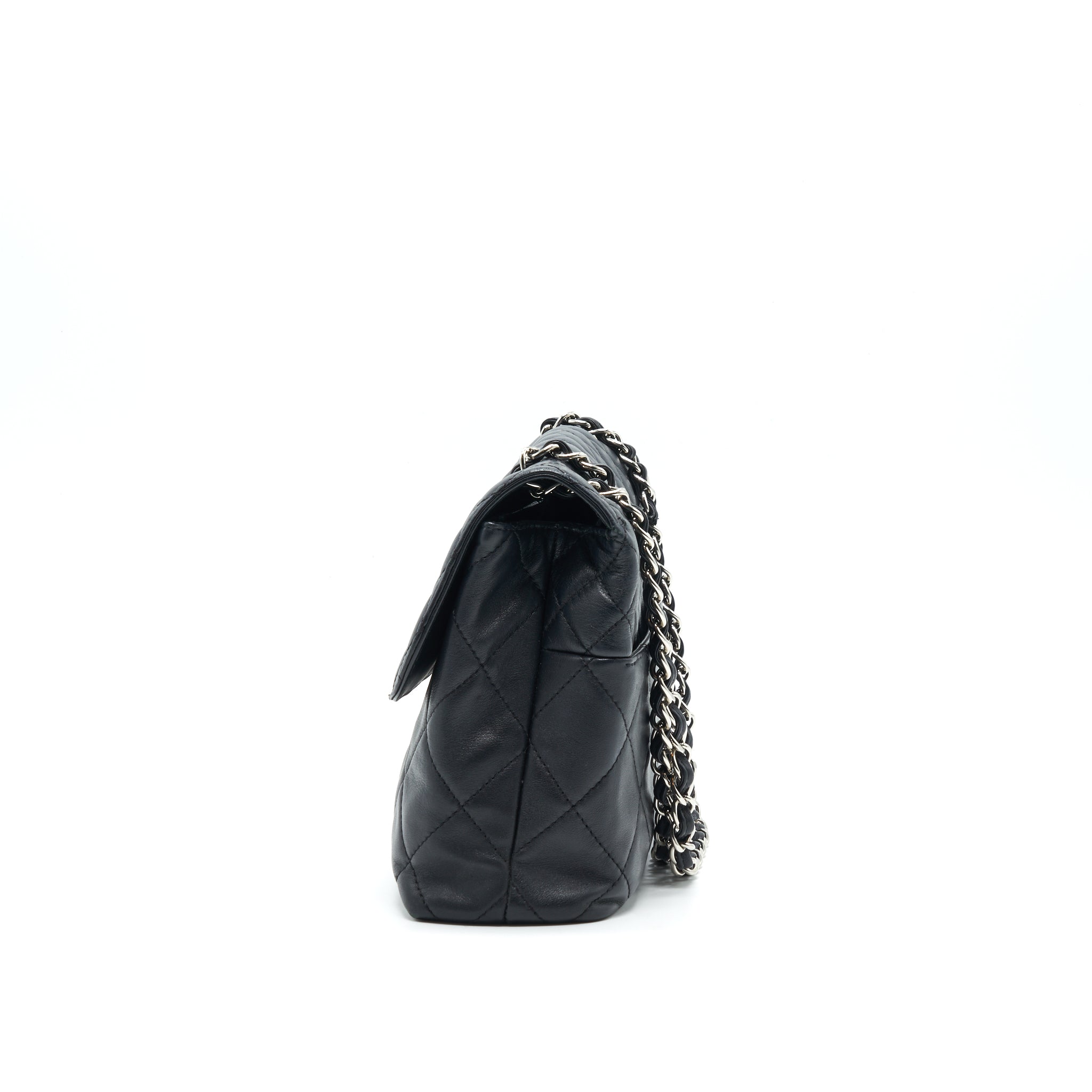 CHANEL FLAP BAG WITH CHAIN LARGE BLACK SHW