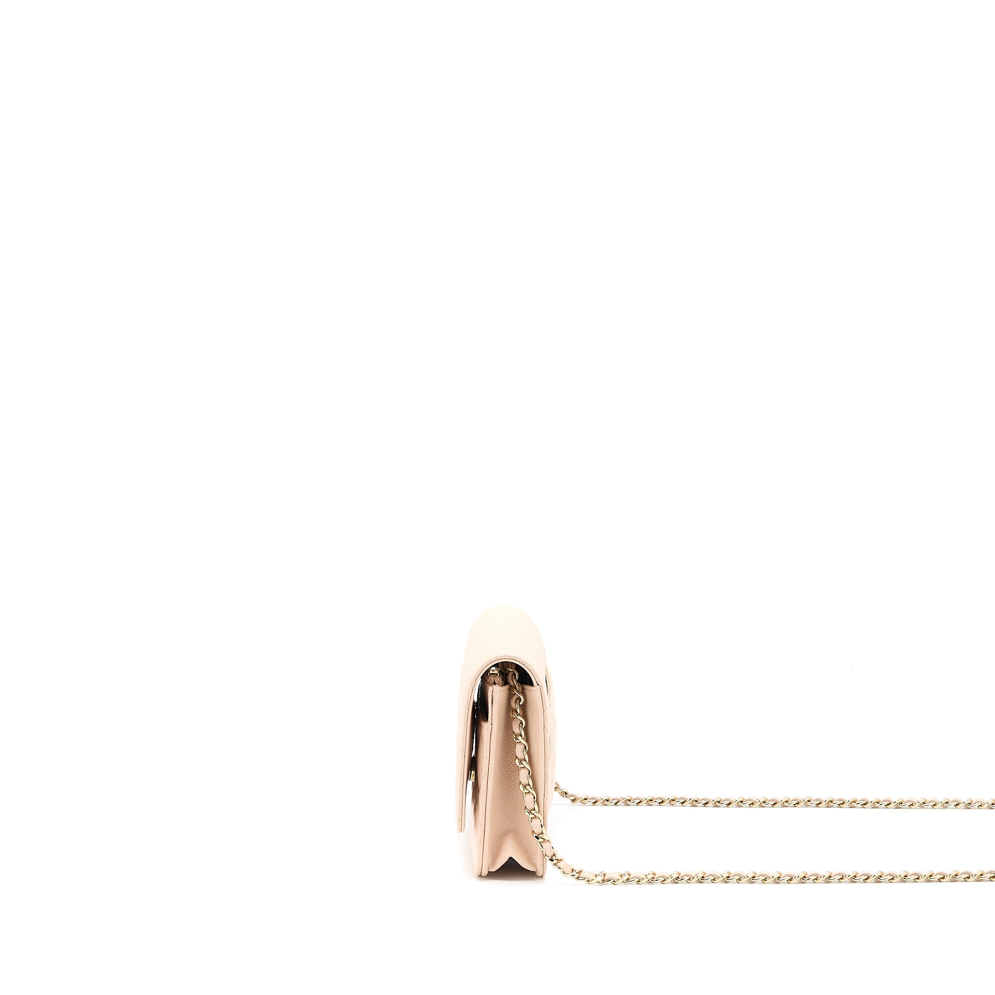 CHANEL CLASSIC WALLET ON CHAIN CAVIAR LIGHT PINK LGHW (MICROCHIP)