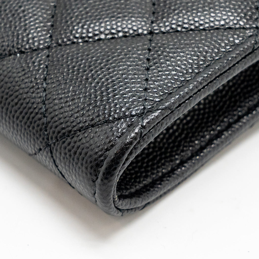 CHANEL CLASSIC PHONE CLUTCH WITH POUCH ON CHAIN CAVIAR BLACK LGHW