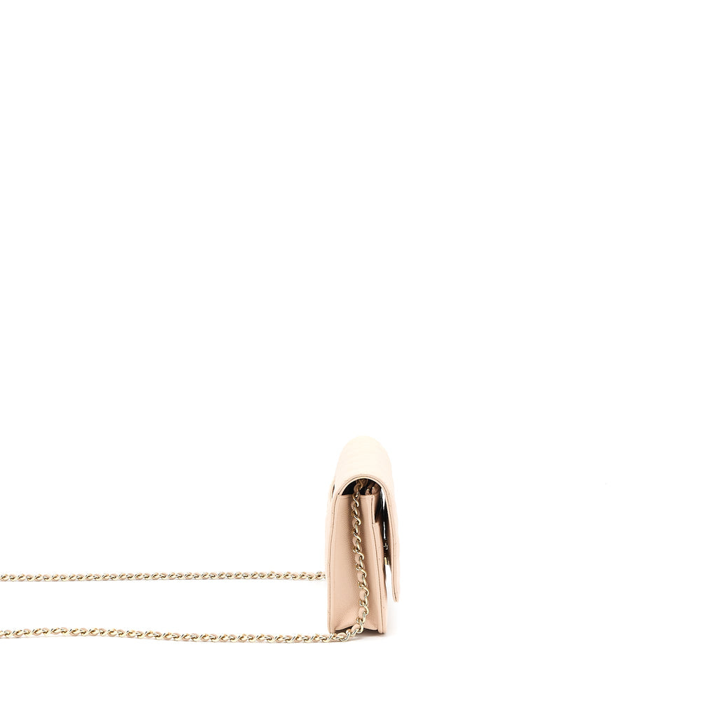 CHANEL CLASSIC WALLET ON CHAIN CAVIAR LIGHT PINK LGHW (MICROCHIP)