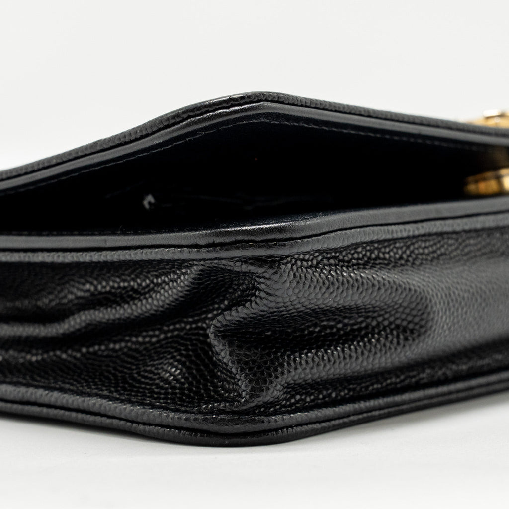 CHANEL BOY WALLET ON CHAIN CAVIAR BLACK GHW