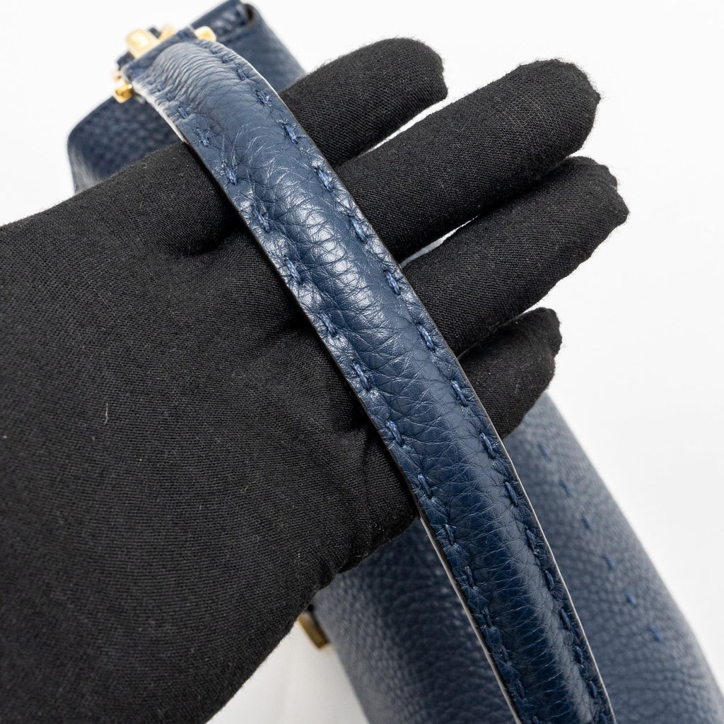 FENDI BAGUETTE BAG GRAINED CALFSKIN DARK BLUE GHW