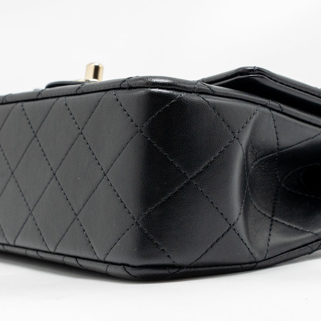 CHANEL TOP HANDLE MINI RECTANGULAR WITH DETAILED CHARM LAMBSKIN BLACK LGHW (MICROCHIP)
