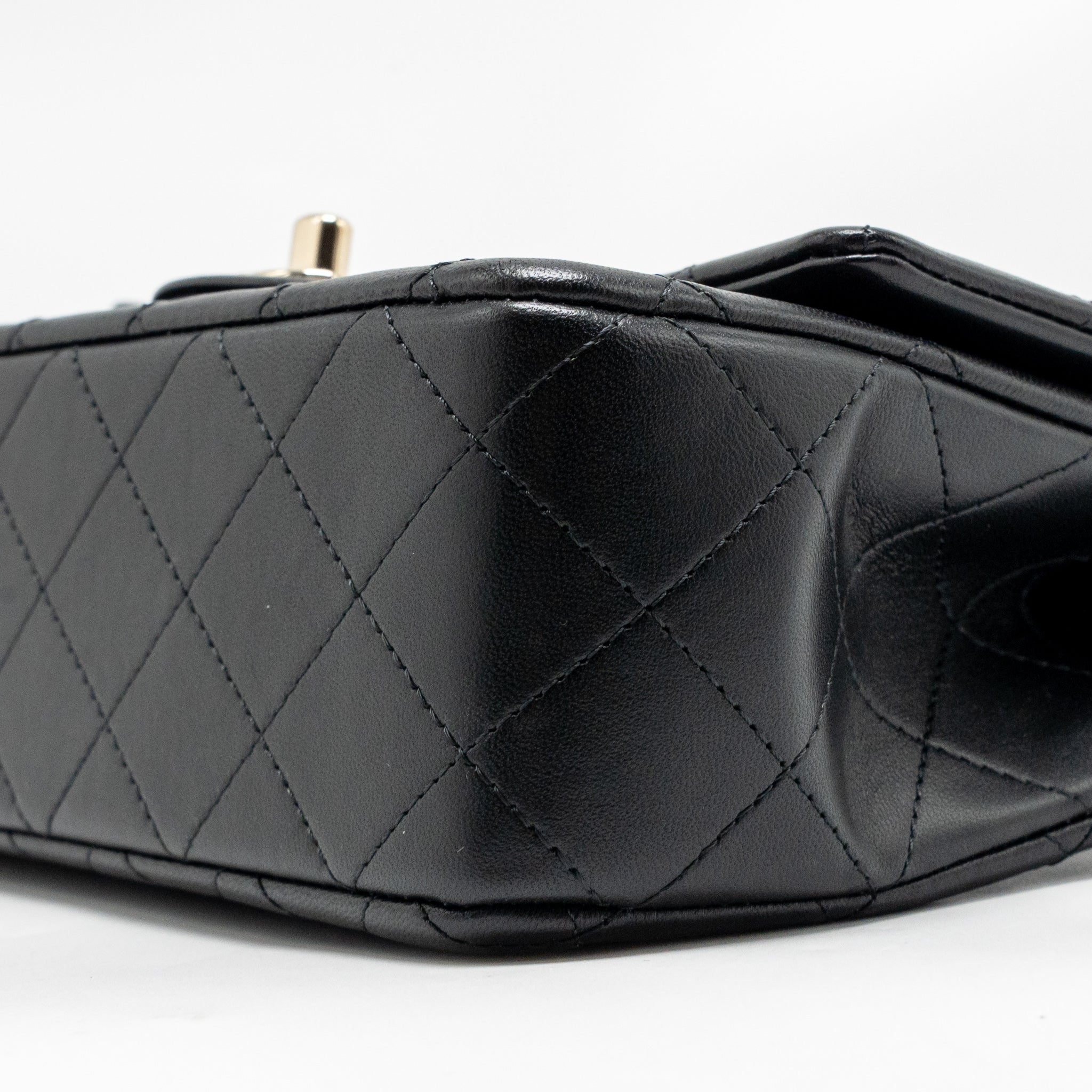 CHANEL TOP HANDLE MINI RECTANGULAR WITH DETAILED CHARM LAMBSKIN BLACK LGHW (MICROCHIP)