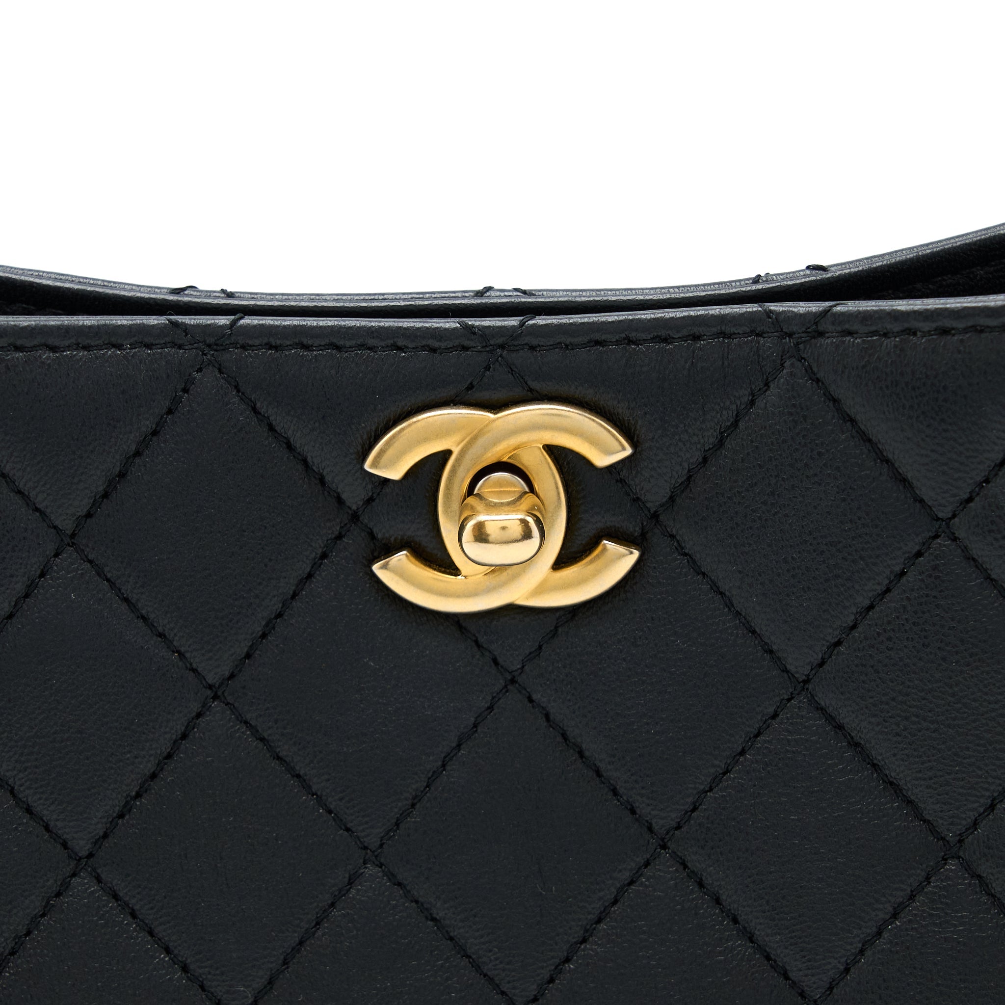 CHANEL 23C PEARL CRUSH HOBO BAG LAMBSKIN BLACK BRUSHED GHW (MICROCHIP)