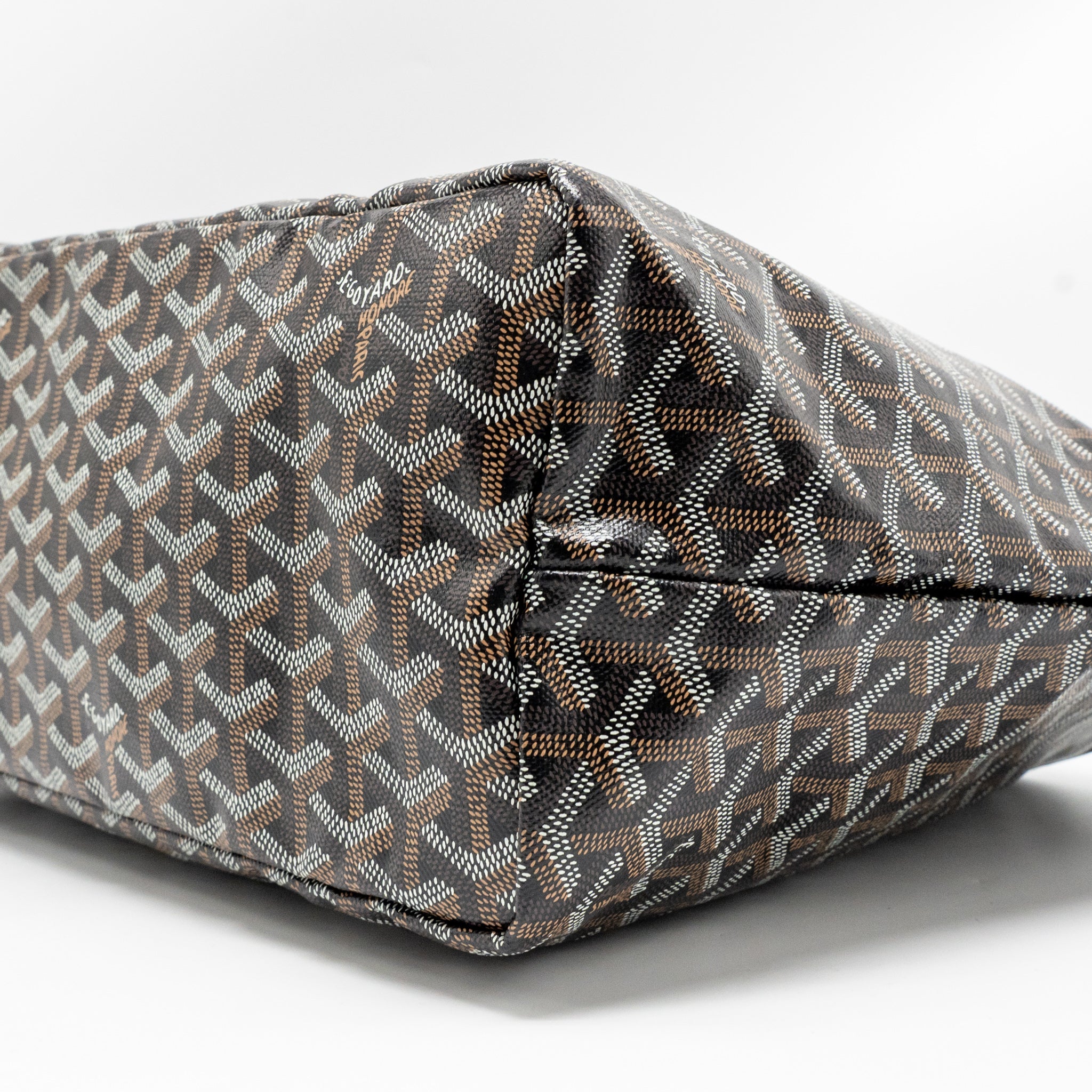 GOYARD SAINT LOUIS PM TOTE GOYARDINE CANVAS/CALFSKIN BLACK SHW