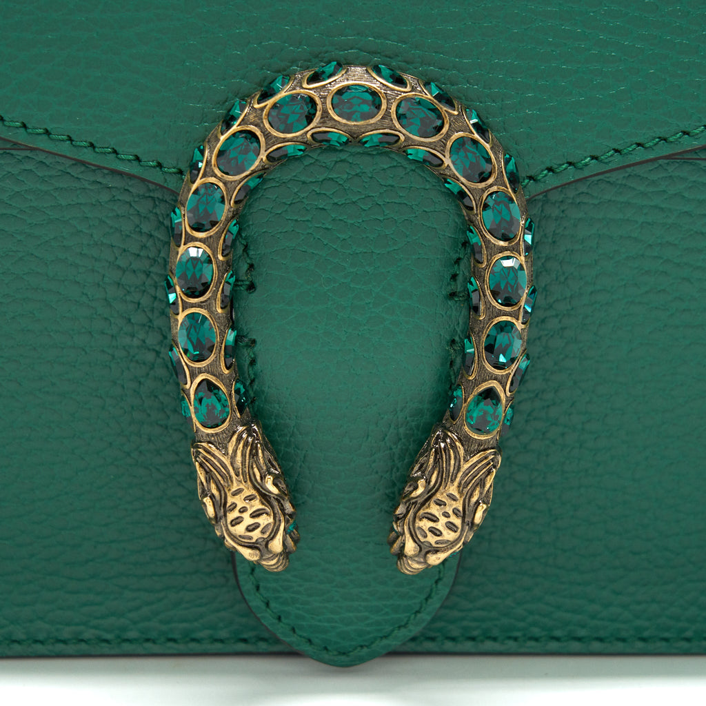 GUCCI SMALL DIONYSUS LEATHER SHOULDER BAG GREEN