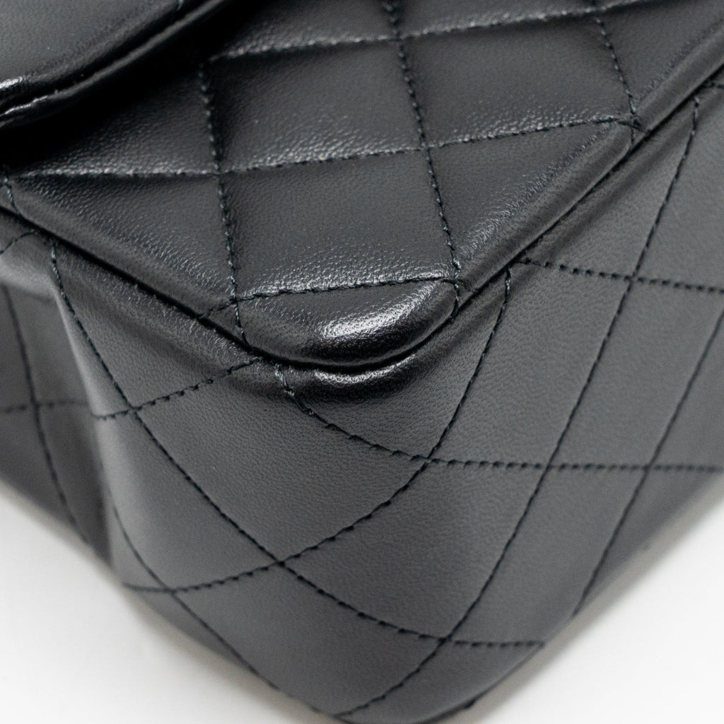CHANEL TOP HANDLE MINI RECTANGULAR WITH DETAILED CHARM LAMBSKIN BLACK LGHW (MICROCHIP)