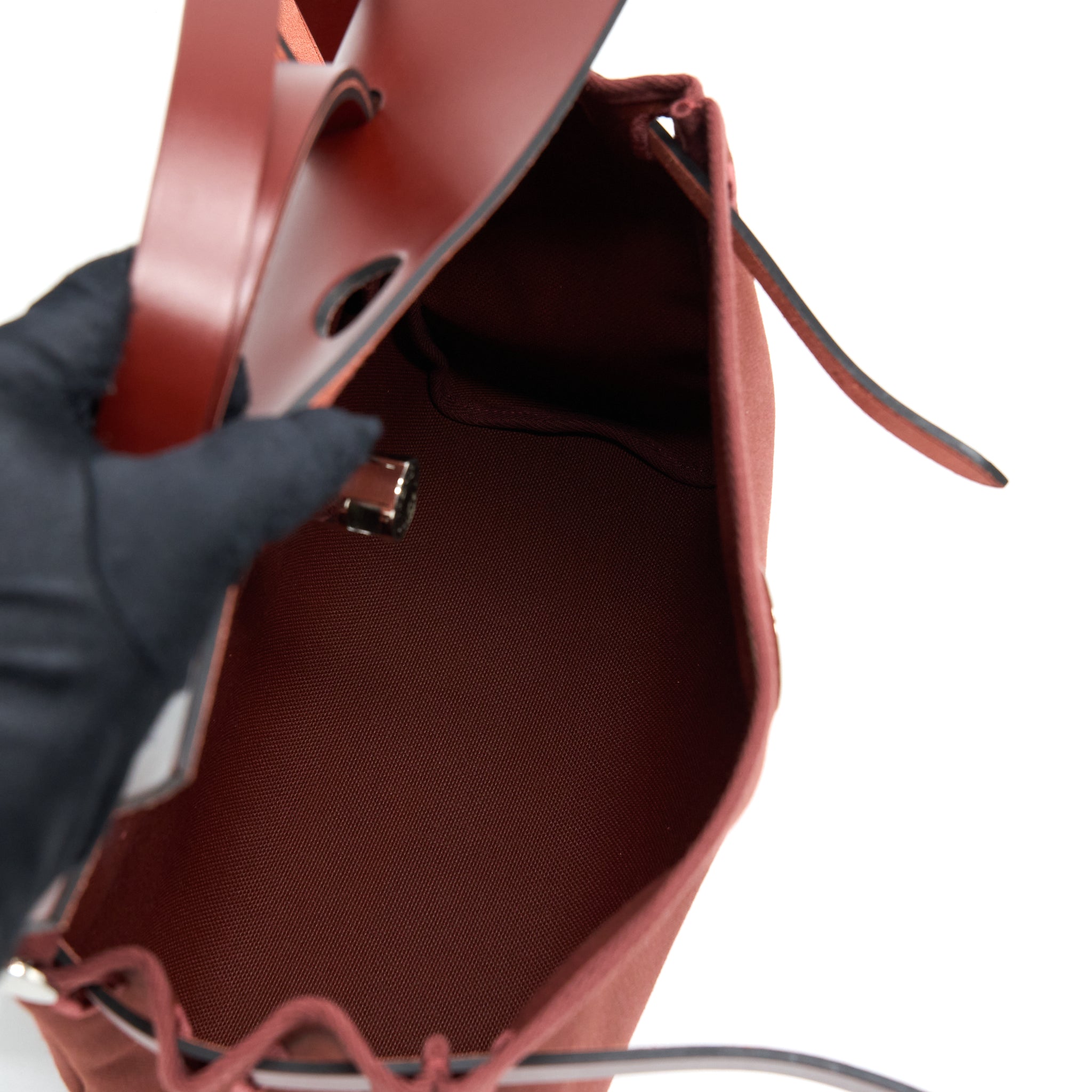 HERMES HERBAG ZIP 31 BAG CANVAS ROUGE H SHW