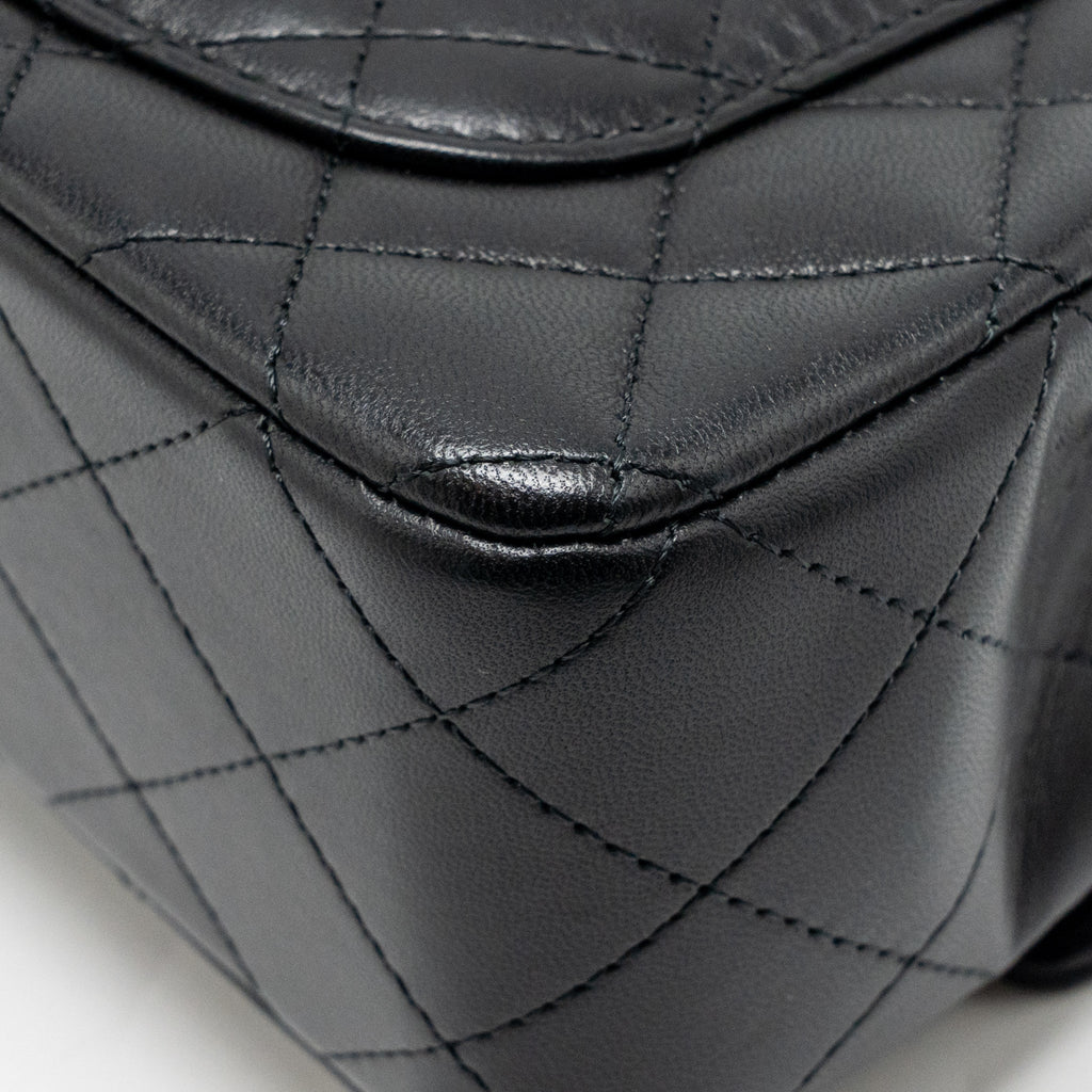 CHANEL TOP HANDLE MINI RECTANGULAR WITH DETAILED CHARM LAMBSKIN BLACK LGHW (MICROCHIP)