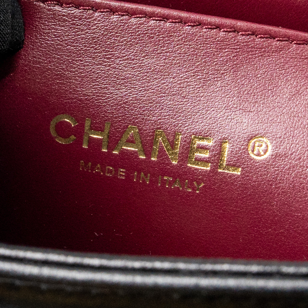 CHANEL QUILTED FLAP BAG LAMBSKIN BLACK GHW (MICROCHIP)