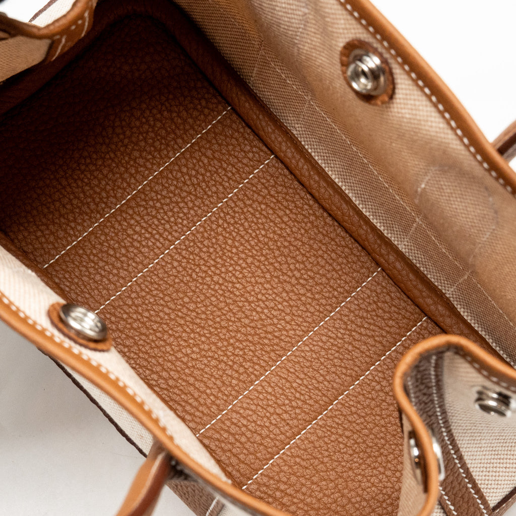 HERMES NEO GARDEN PARTY 23 CANVAS/NEGONDA ECRU-BEIGE/GOLD SHW