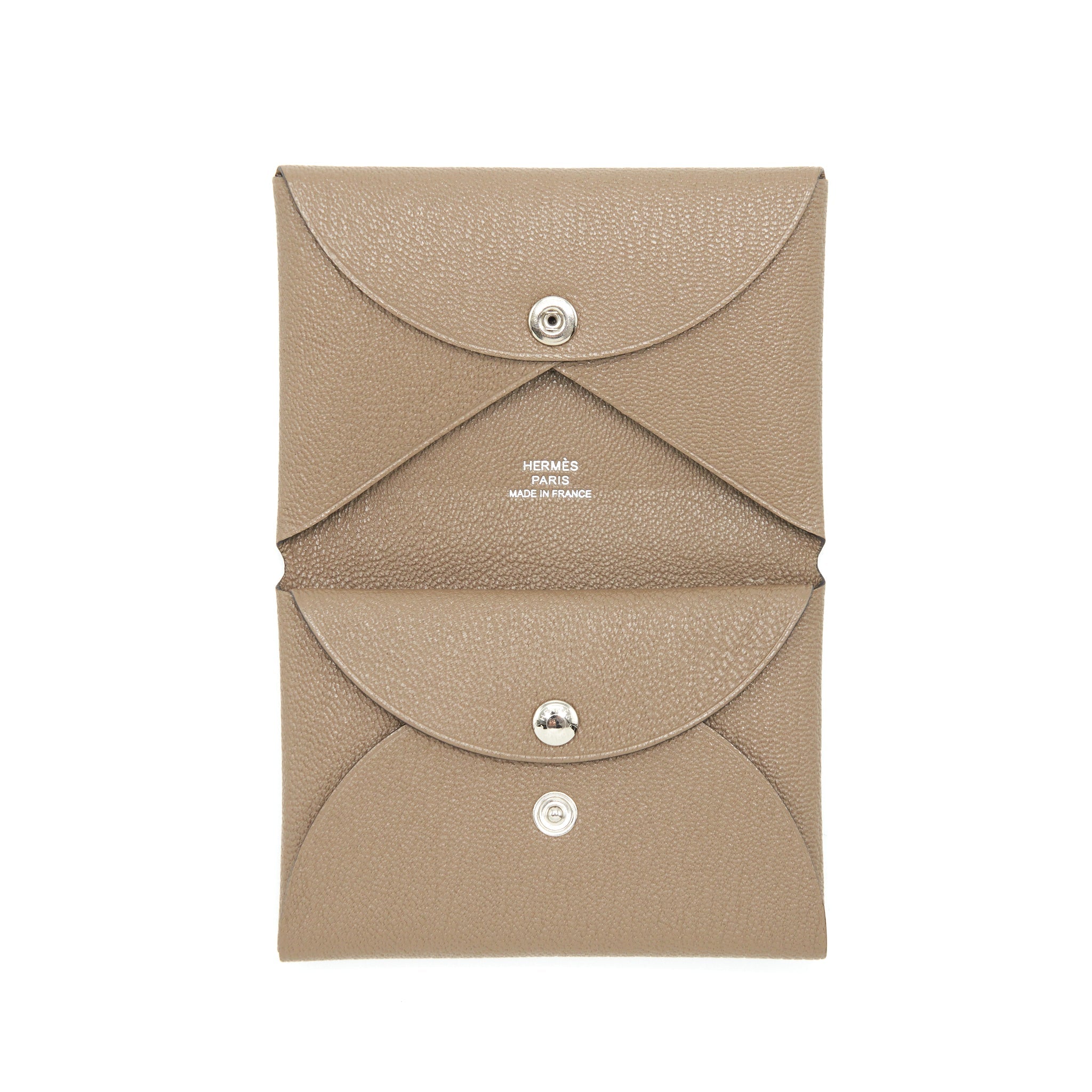 HERMES CALVI DUO CARD HOLDER CHEVRE MYSORE ETOUPE