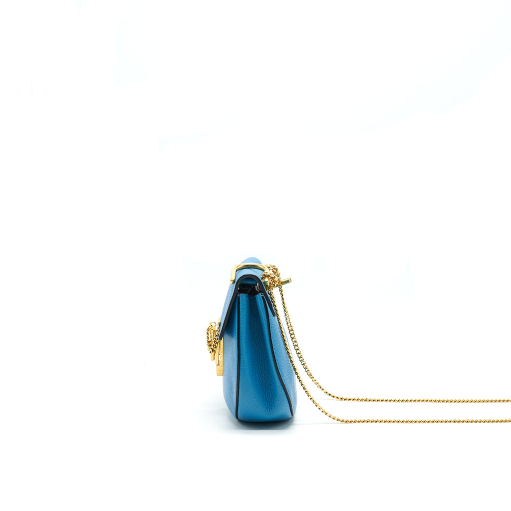 CHLOE MINI DREW SHOULDER BAG BLUE GHW