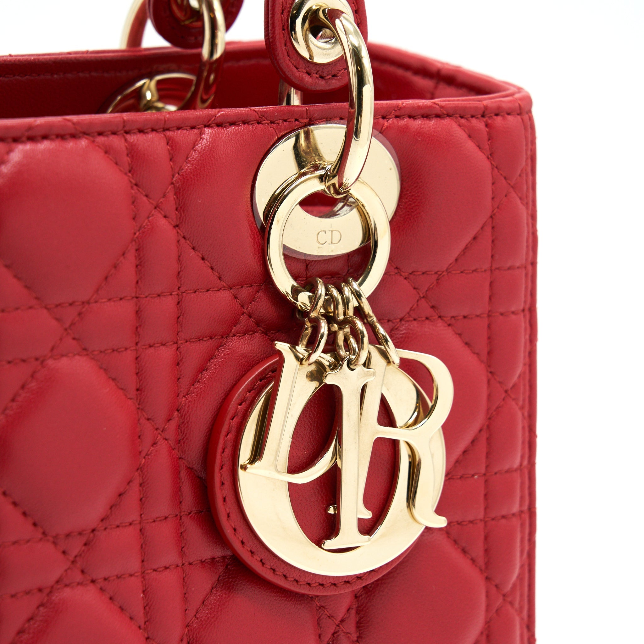 DIOR MEDIUM LADY DIOR TOTE BAG RED GHW