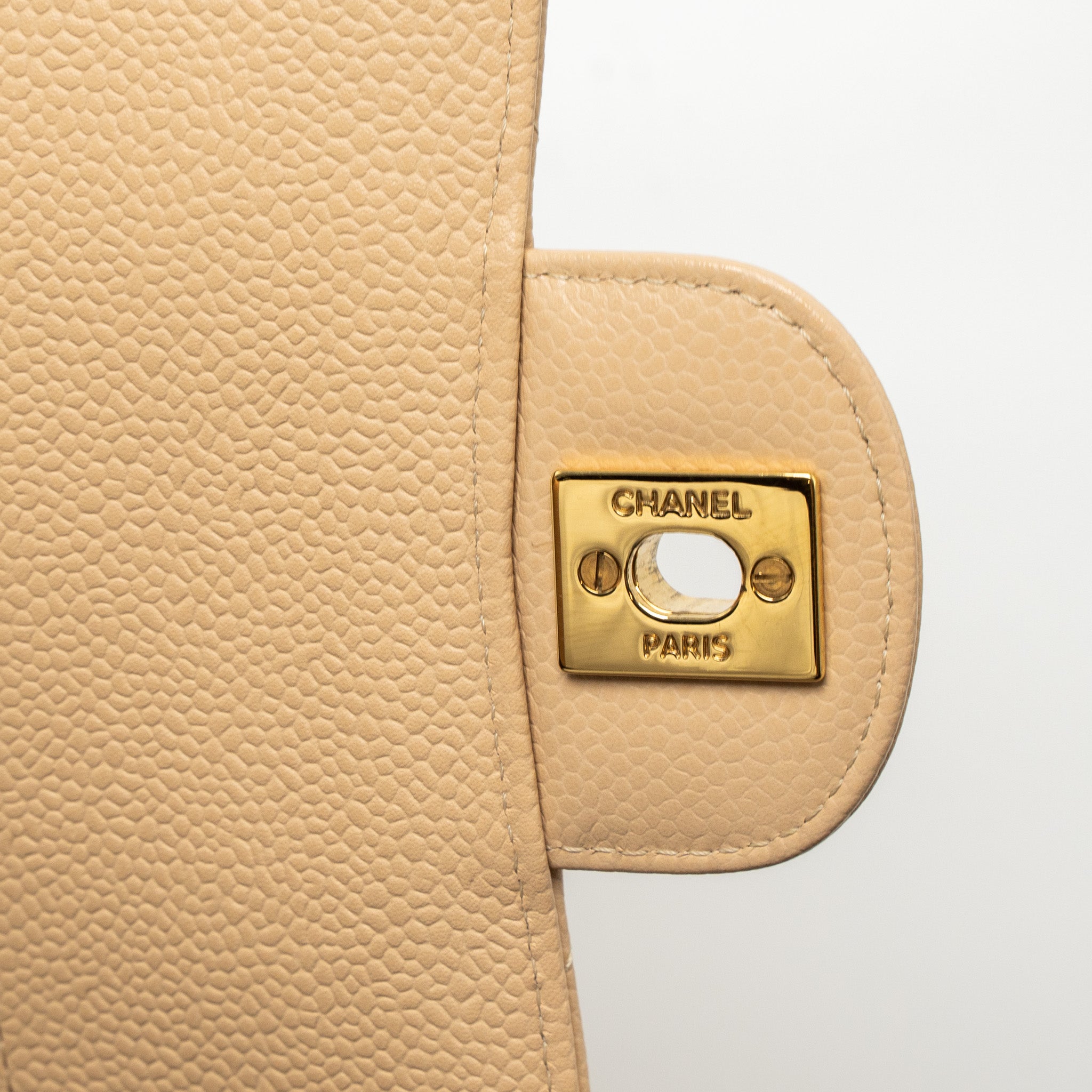 CHANEL MEDIUM CLASSIC DOUBLE FLAP BAG CAVIAR BEIGE GHW