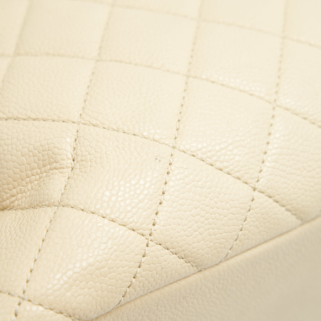CHANEL GRANT SHOPPING TOTE BAG XL GST CREAM CAVIAR SHW