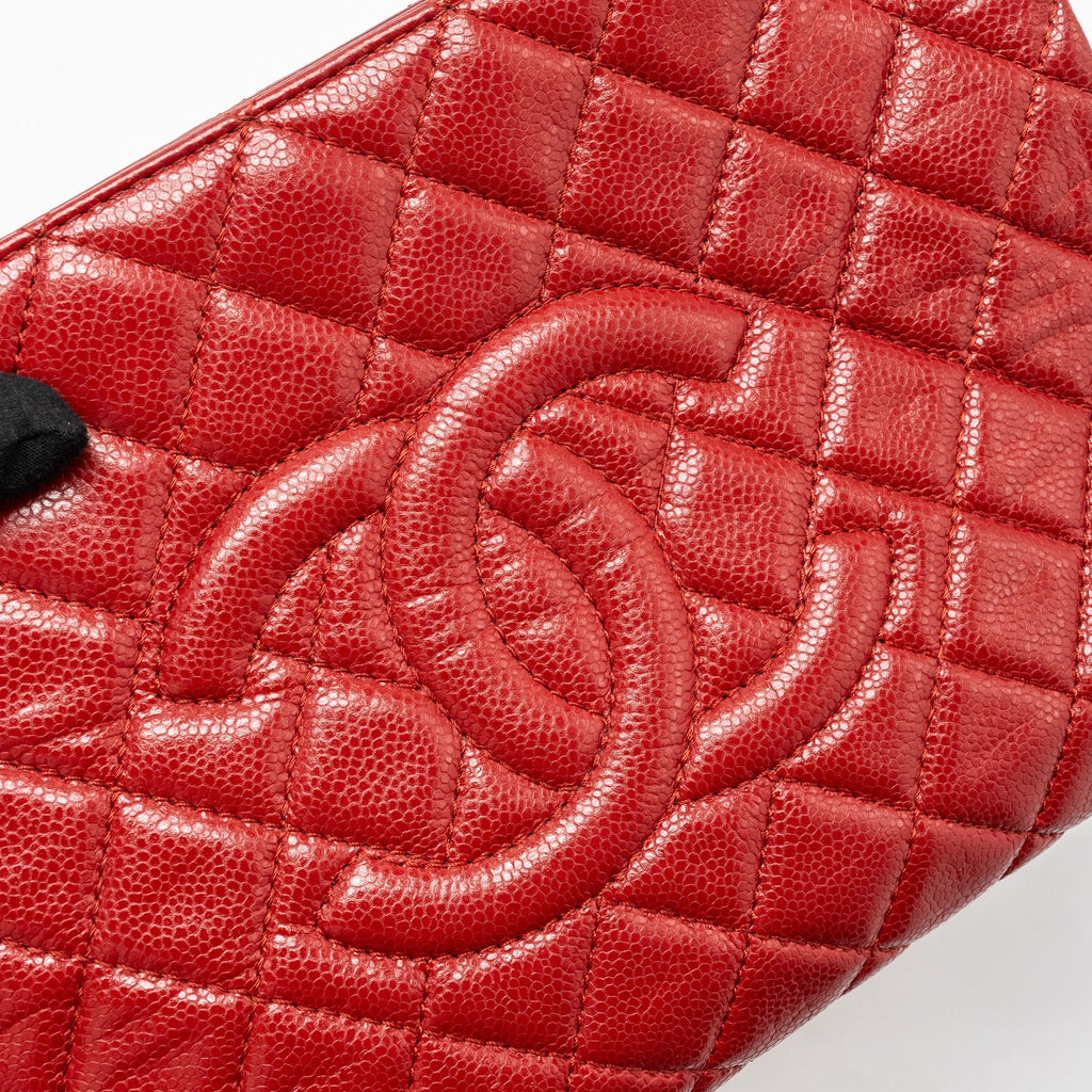 CHANEL CHAIN SHOPPING TOTE BAG CAVIAR RED SHW