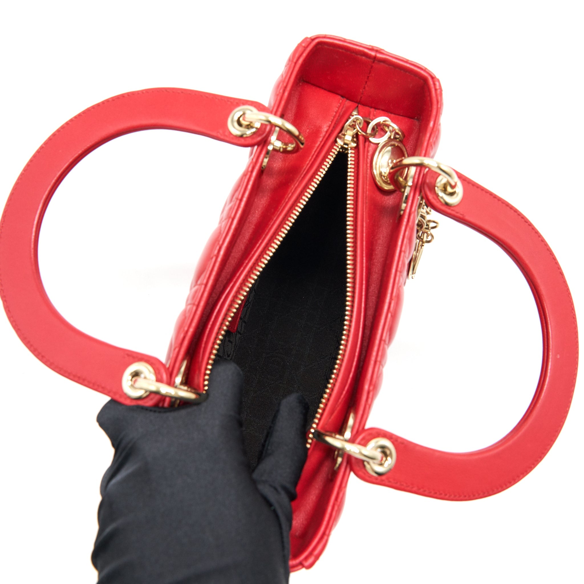 DIOR MEDIUM LADY DIOR TOTE BAG RED GHW