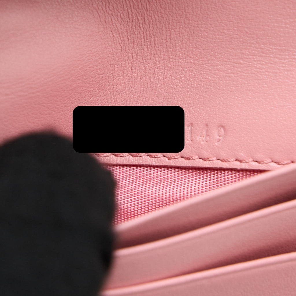GUCCI MARMONT CARD HOLDER WITH CHAIN CALFSKIN PINK SHW