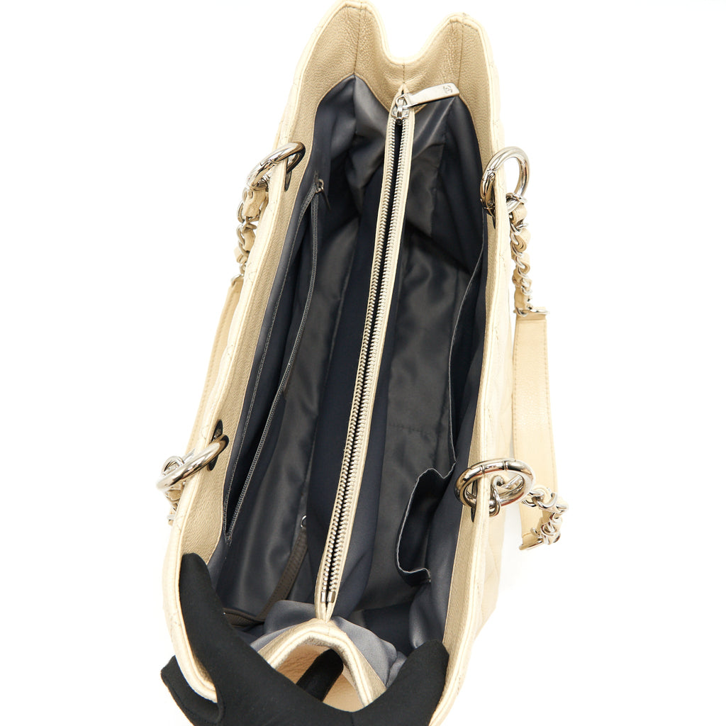 CHANEL GRANT SHOPPING TOTE BAG XL GST CREAM CAVIAR SHW