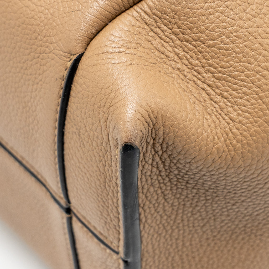 LOEWE FLAMENCO KNOT TOTE BAG GRAINED CALFSKIN BROWN/BLACK SHW