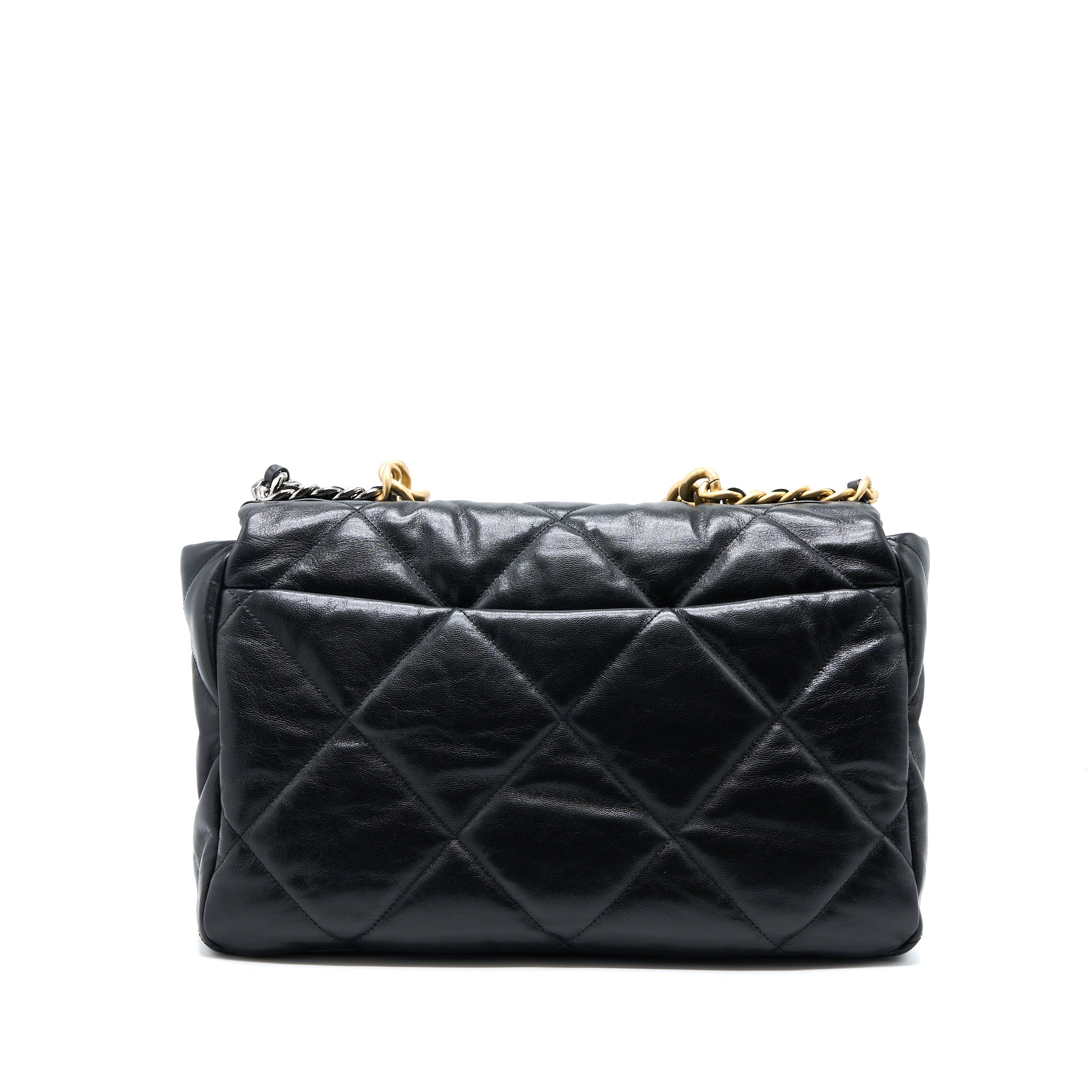 CHANEL MAXI 19 BAG GOATSKIN BLACK MULTICOLOUR HARDWARE
