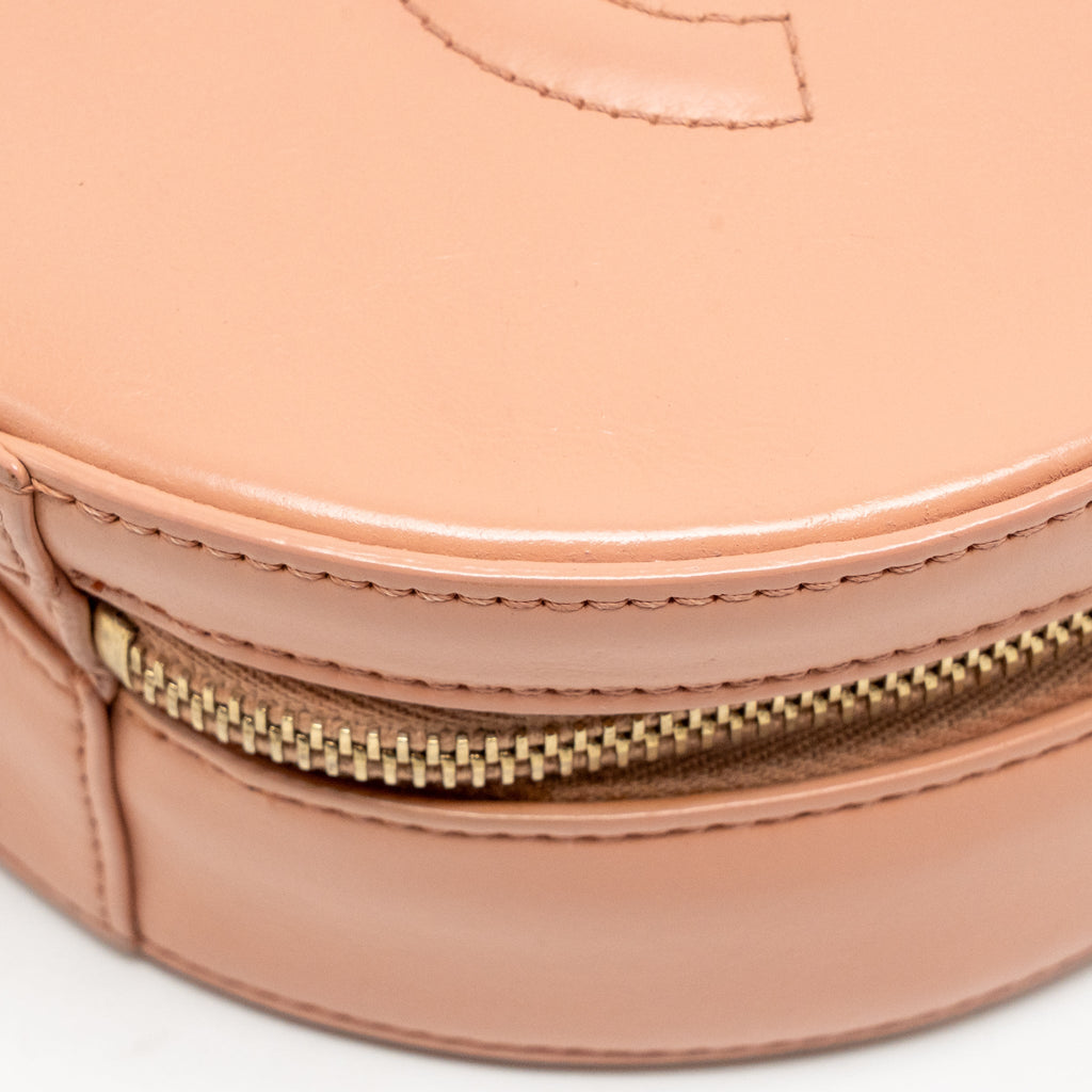 CHANEL ROUND CLUTCH WITH CHAIN MOON&STAR ZIPPER CALFSKIN PINK GHW