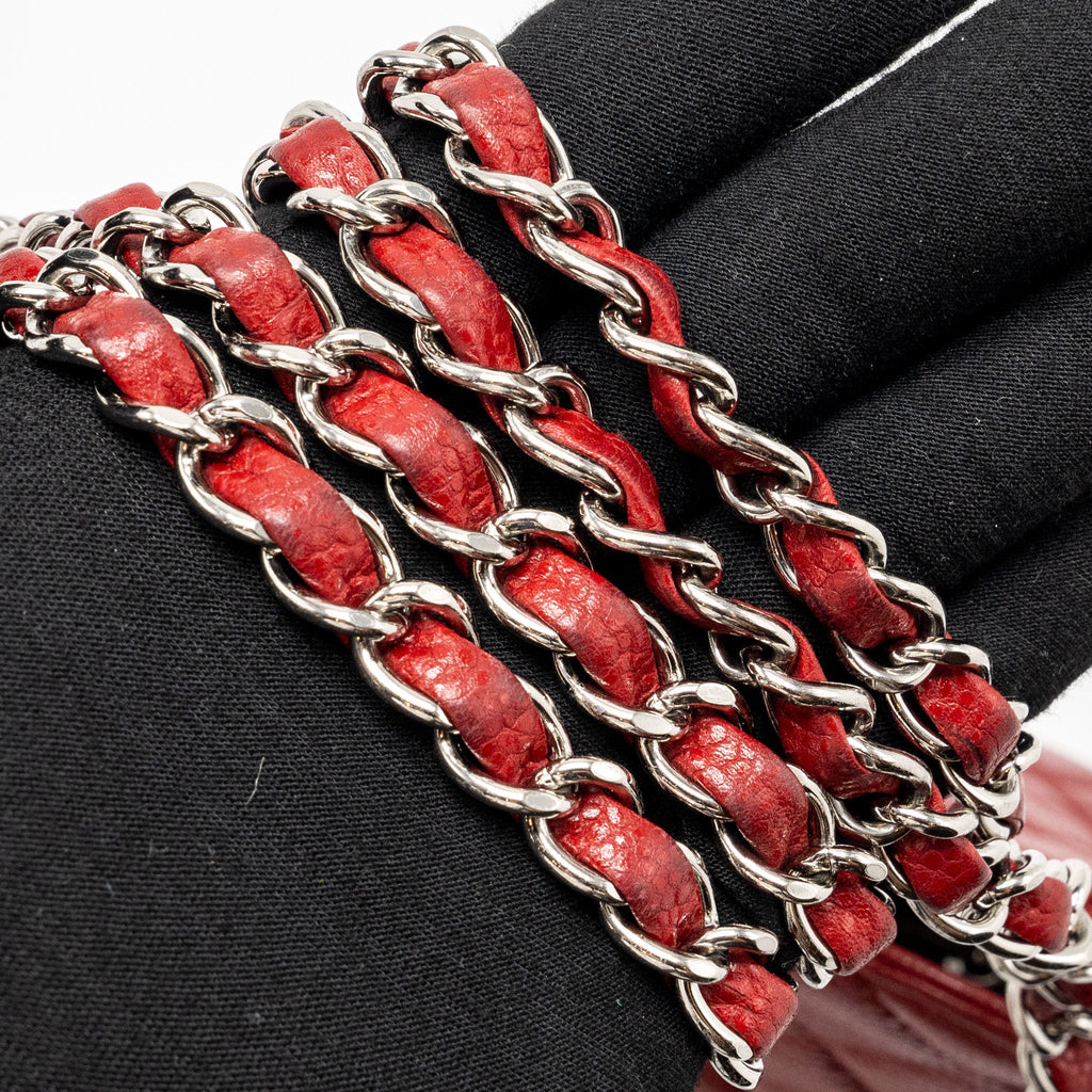 CHANEL CHAIN SHOPPING TOTE BAG CAVIAR RED SHW