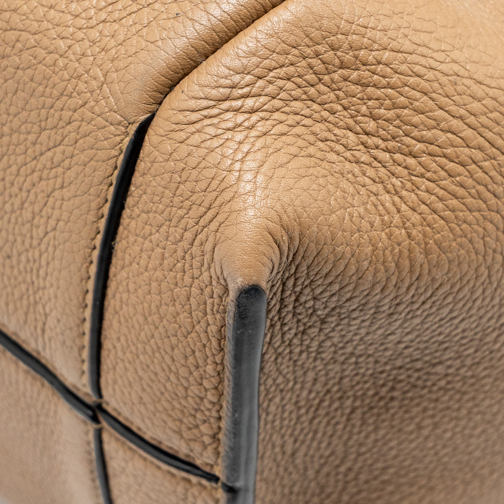 LOEWE FLAMENCO KNOT TOTE BAG GRAINED CALFSKIN BROWN/BLACK SHW