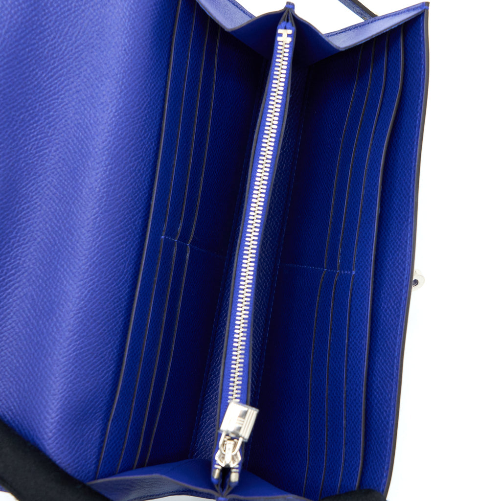 HERMES KELLY LONG WALLET EPSOM BLUE ELECTRIC SHW