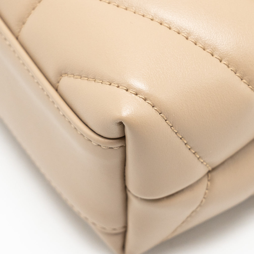 SAINT LAURENT/YSL MINI TOY LOULOU STRAP BAG CALFSKIN DARK BEIGE GHW