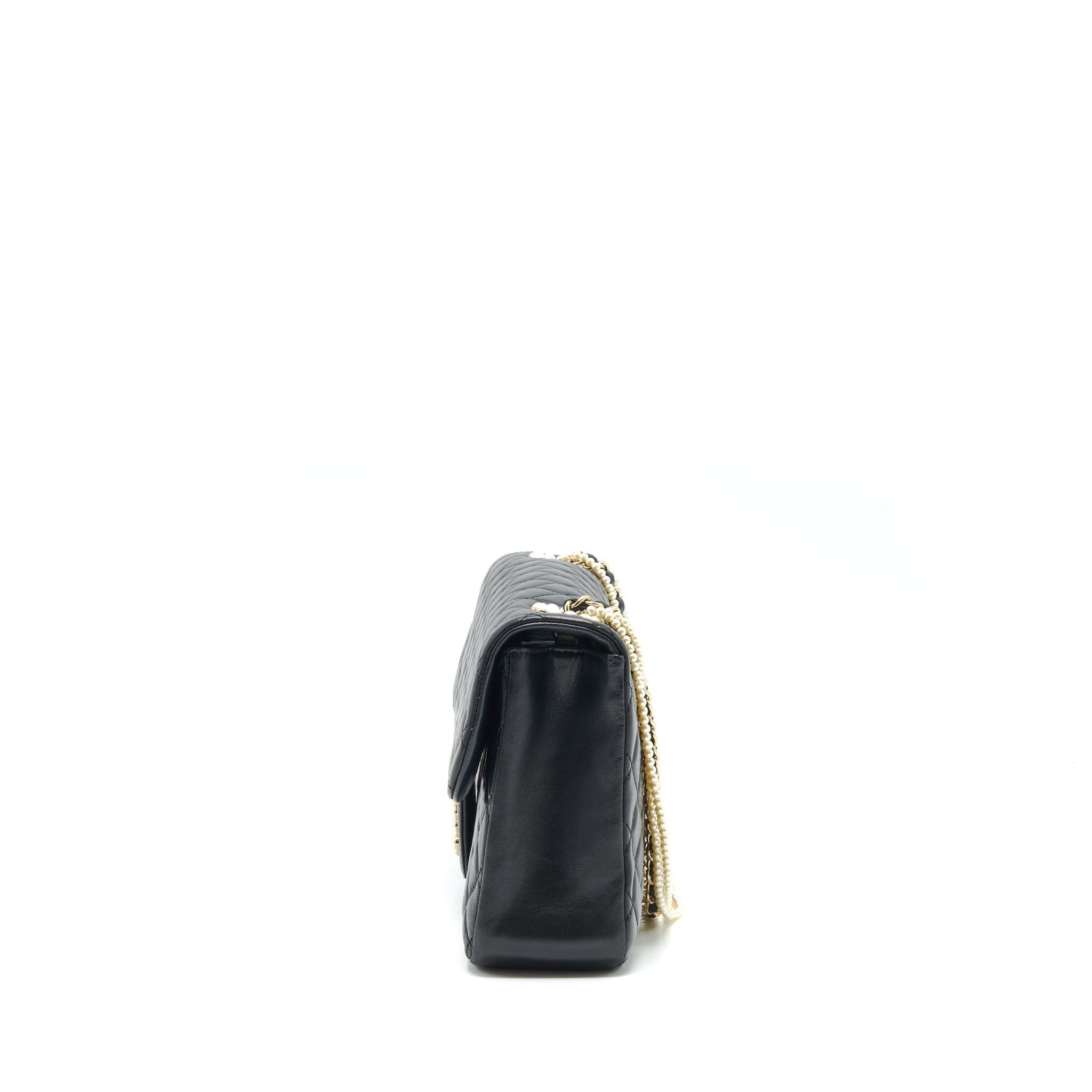 CHANEL WESTMINSTER PEARL SHOULDER BAG LAMBSKIN BLACK SHW