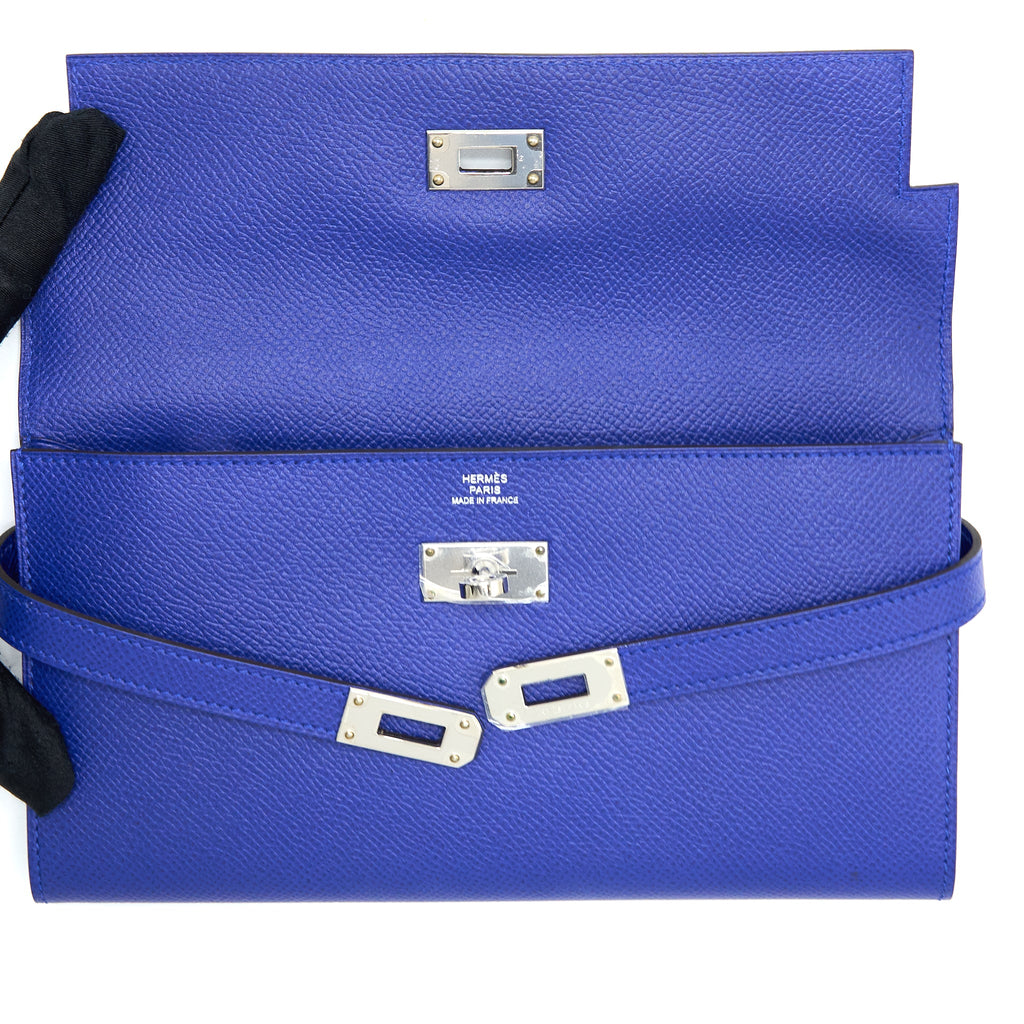 HERMES KELLY LONG WALLET EPSOM BLUE ELECTRIC SHW