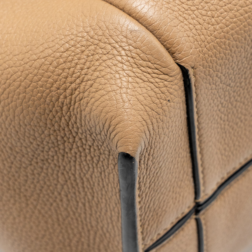 LOEWE FLAMENCO KNOT TOTE BAG GRAINED CALFSKIN BROWN/BLACK SHW