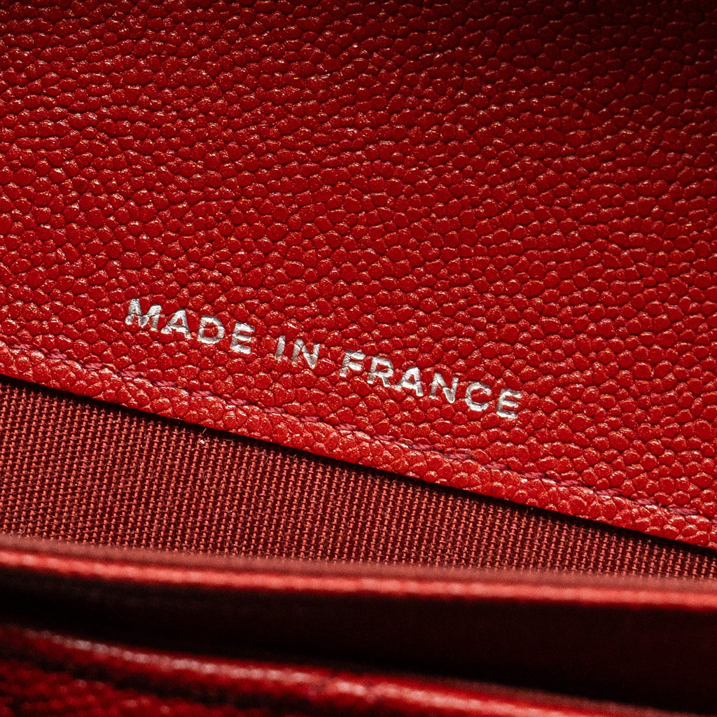 CHANEL BOY FLAP CARD HOLDER CAVIAR RED SHW
