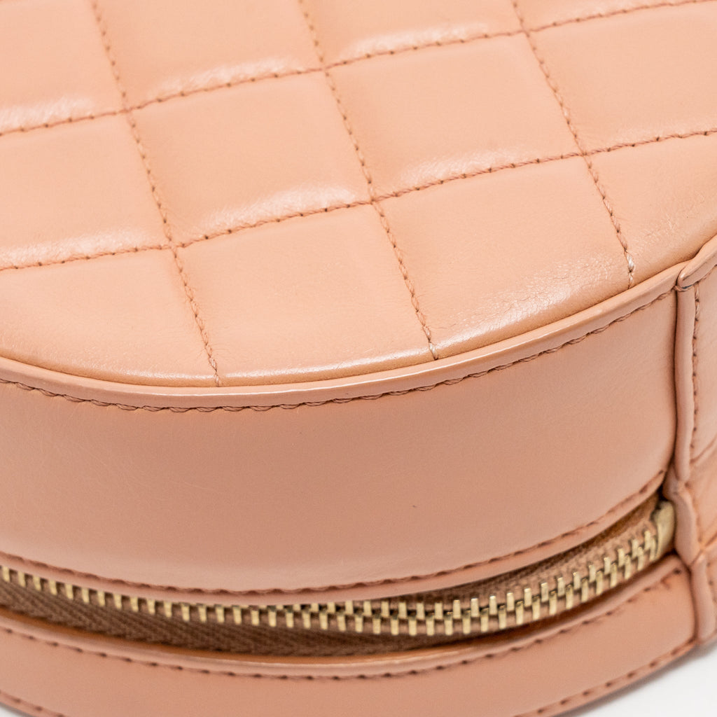 CHANEL ROUND CLUTCH WITH CHAIN MOON&STAR ZIPPER CALFSKIN PINK GHW