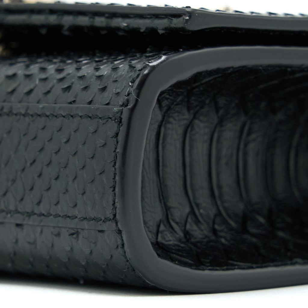 SAINT LAURENT SMALL KATE PYTHON EMBOSSED CALFSKIN BLACK SHW