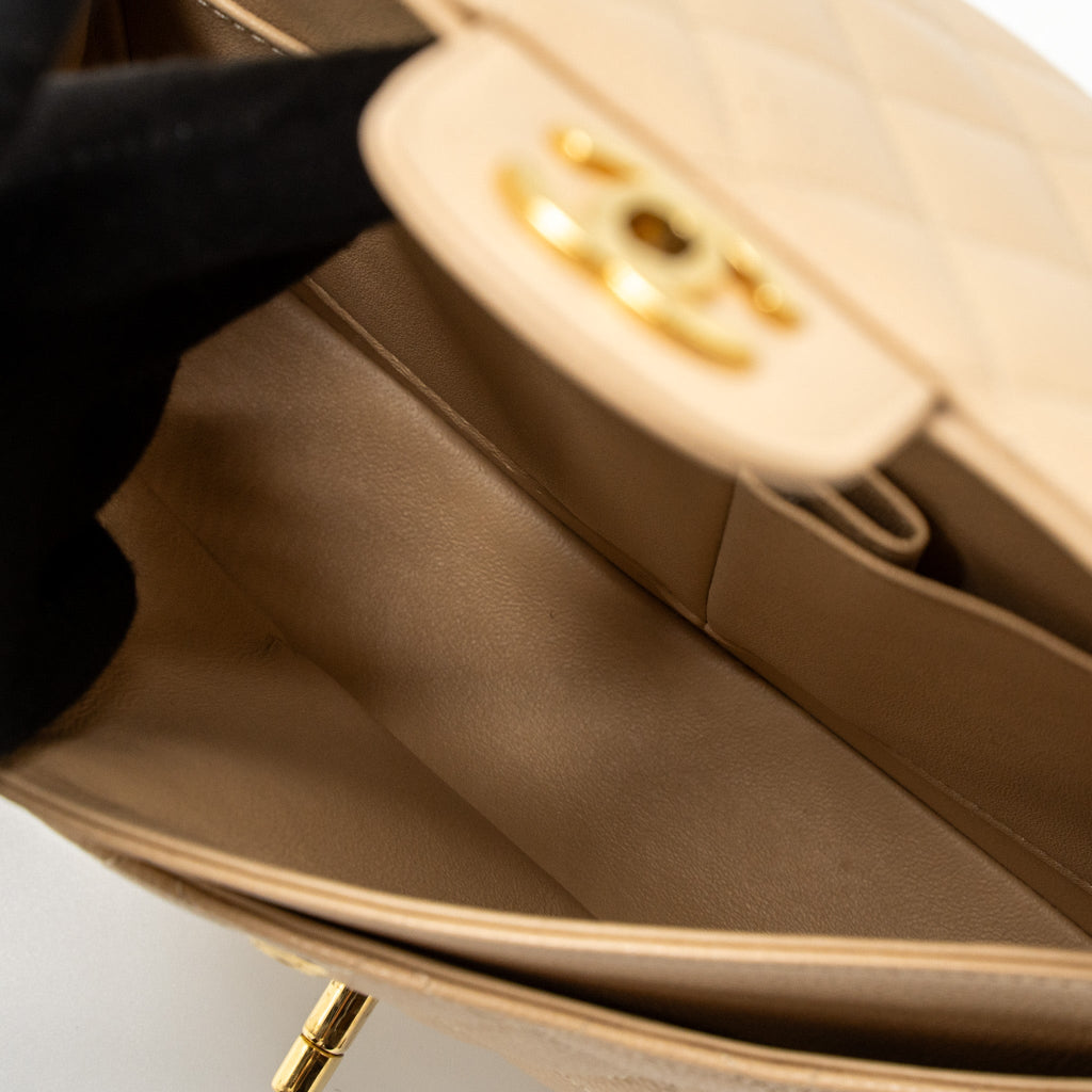 CHANEL MEDIUM CLASSIC DOUBLE FLAP BAG CAVIAR BEIGE GHW